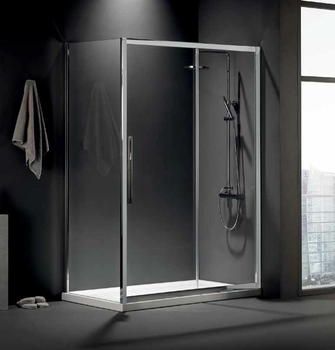 DEVON Flow Slider 1+1 Καμπίνα Ντουζιέρας Chrome (107-111)cm x h195cm Με 1 Σταθερό και 1 Συρόμενο Φύλλο-0