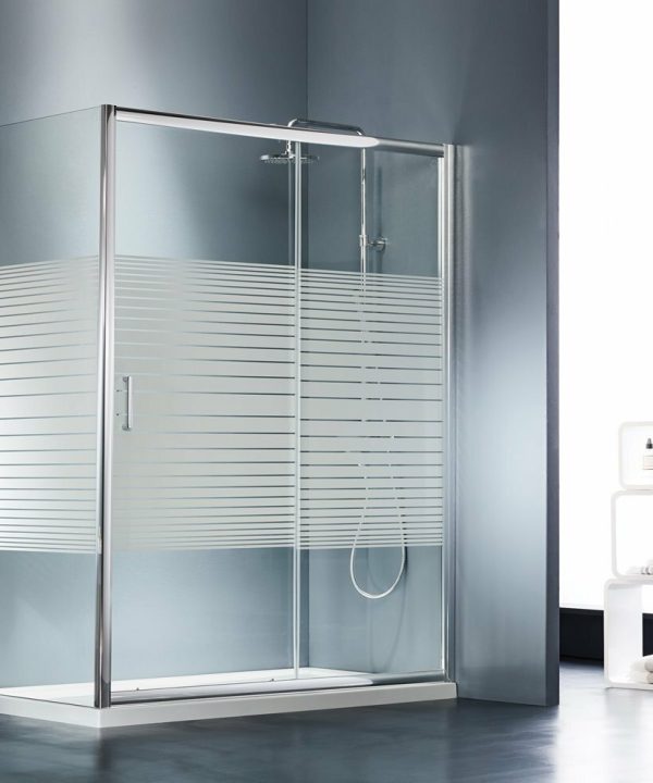 STARLET Slider 1+1 Καμπίνα Ντουζιέρας Stripes Chrome (127-131)cm x h180cm Με 1 Σταθερό και 1 Συρόμενο Φύλλο SLS130S-100-0