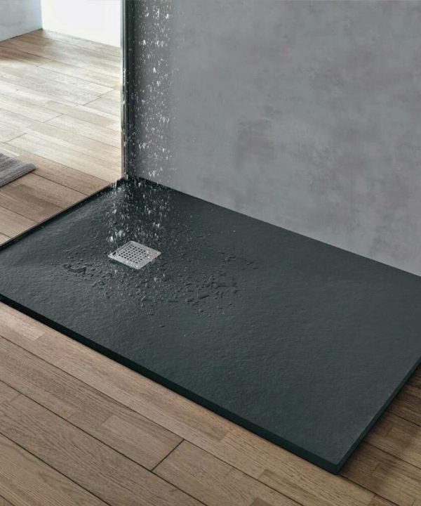 SIRENE Slate Ντουζιέρα Cast Marble Χυτό Μάρμαρο 120x80xh2,4cm Black Matt S12080-401-0