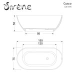 SIRENE Cusco Cast Marble 155x75cm Μπανιέρα Ελεύθερης Τοποθέτησης White Matt CUS15575-301-30458