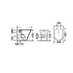 BIANCO Aida Rimless Back To Wall Πίσω/Κατωστόμια Λεκάνη 52cm Με Κάλυμμα Βακελίτη Slim Soft Close AD13000SC-300-30019