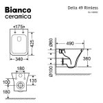 BIANCO Delia Rimless Κρεμαστή Λεκάνη 49cm Με Κάλυμμα Βακελίτη Slim Soft Close Αποσπώμενο DL11000SC-300-30006