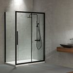 DEVON Flow Slider 1+1 Καμπίνα Ντουζιέρας Black Matt (97-101)cm x h195cm Με 1 Σταθερό και 1 Συρόμενο Φύλλο SLF100C-400-0