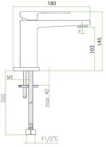 Fiore Kube Μπαταρία Νιπτήρος Μαύρη 100NN8515-31047
