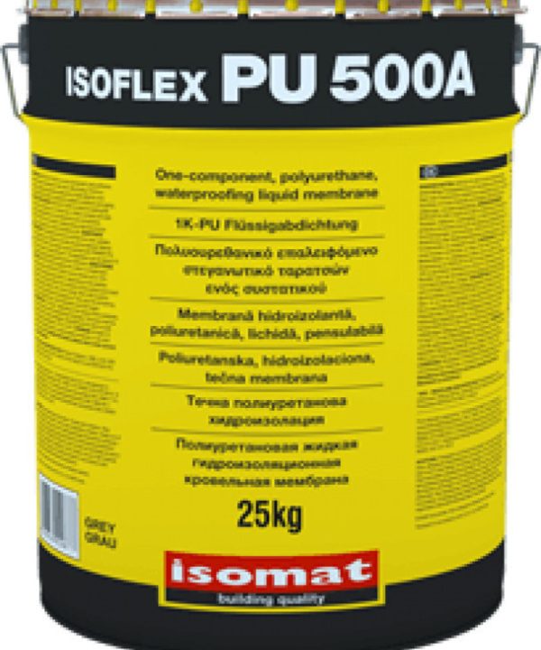 ISOMAT ISOFLEX-PU 500 A Γρήγορης Πήξης, Πολυουρεθανικό, Επαλειφόμενο Στεγανωτικό Ταρατσών Ενός Συστατικού 25KG. Λευκό-0