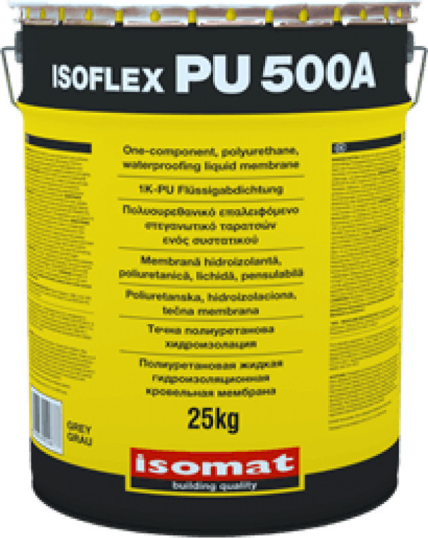 ISOMAT ISOFLEX-PU 500 A Γρήγορης Πήξης, Πολυουρεθανικό, Επαλειφόμενο Στεγανωτικό Ταρατσών Ενός Συστατικού 25KG. Λευκό-0