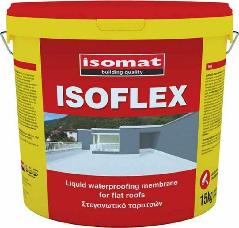 Isomat Isoflex Ελαστομερές, Επαλειφόμενο Στεγανωτικό Ταρατσών Και Κεραμοσκεπών 25KG Λευκό-0