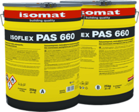 ISOMAT ISOFLEX-PAS 660 Ψυχρή Πολυουρία, Επαλειφόμενη Στεγανωτική Μεμβράνη 2 Συστατικών 5KG Λευκό-0