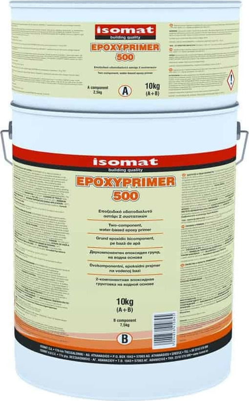 ISOMAT EPOXYPRIMER 500 Eποξειδικό Υδατοδιαλυτό Αστάρι 2 Συστατικών 10KG Υποκίτρινο-0