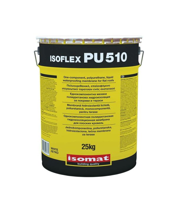 ISOMAT ISOFLEX-PU 510 Πολυουρεθανικό, Επαλειφόμενο, Στεγανωτικό Ταρατσών Ενός Συστατικού 6KG Λευκό-0