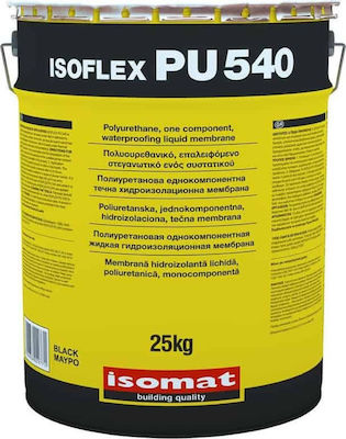 ISOMAT ISOFLEX-PU 540 Πολυουρεθανικό, Επαλειφόμενο Στεγανωτικό Ενός Συστατικού, Για Στεγανοποίηση Κάτω Από Πλακάκια 25KG ΜΑΥΡΟ-0