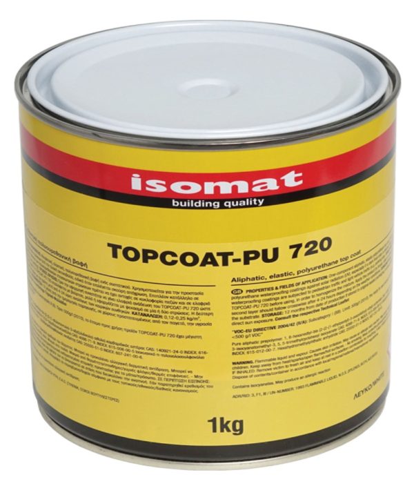 ISOMAT TOPCOAT-PU 720 Έγχρωμη, Ελαστική, Προστατευτική Πολυουρεθανική Επίστρωση Ενός Συστατικού 1KG Λευκό-0
