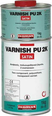 Isomat Varnish PU 2K Βερνίκι Επιφάνειας Πολυουρεθάνης 2 Συστατικών Άχρωμο Σατινέ 1lt-0