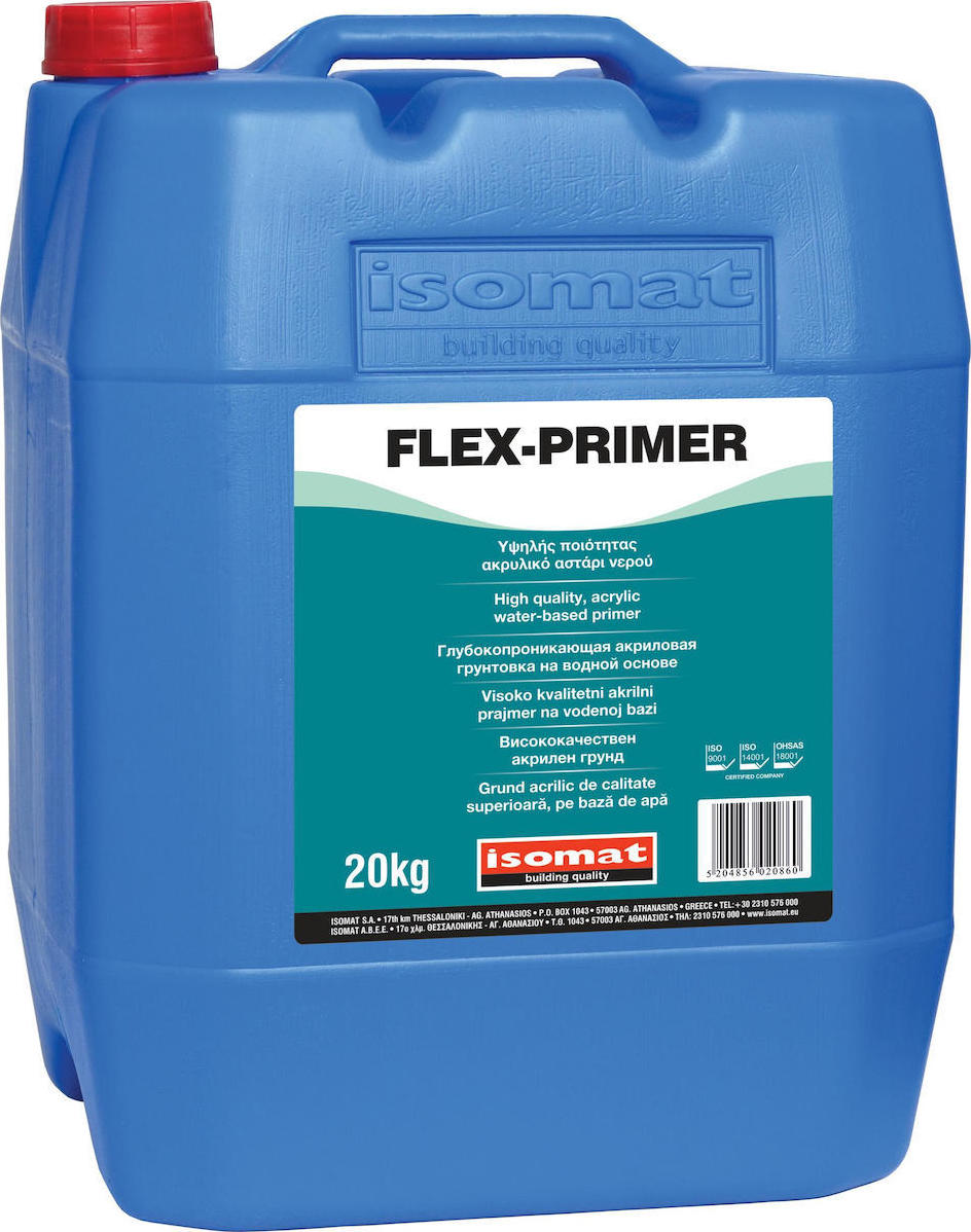 ISOMAT FLEX-PRIMER Υψηλής Διεισδυτικότητας Ακρυλικό Αστάρι Νερού 5Kg Διαφανές Υπόλευκο-0