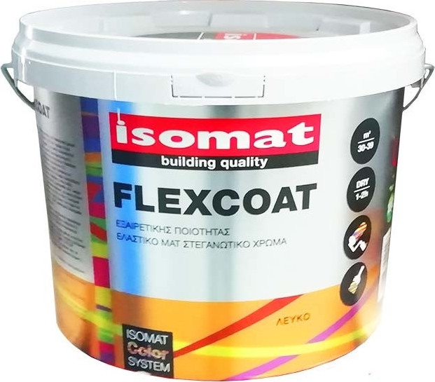 ISOMAT ISOMAT FLEXCOAT Εξαιρετικής Ποιότητας, Στεγανωτικό, Ελαστικό Χρώμα 10lt Λευκό-0