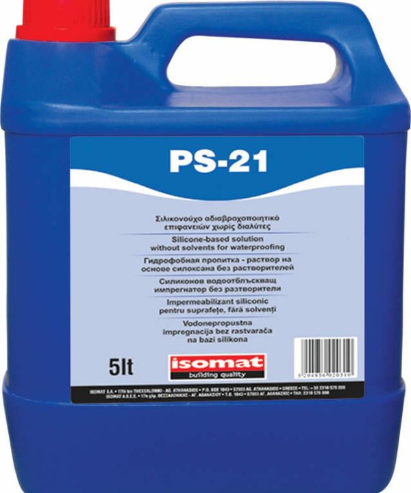 ISOMAT PS-21 Αδιαβροχοποιητικό Επιφανειών Βάσεως Σιλάνης/Σιλοξάνης, Χωρίς Διαλύτες 5lt Διαφανές Υπόλευκο-0