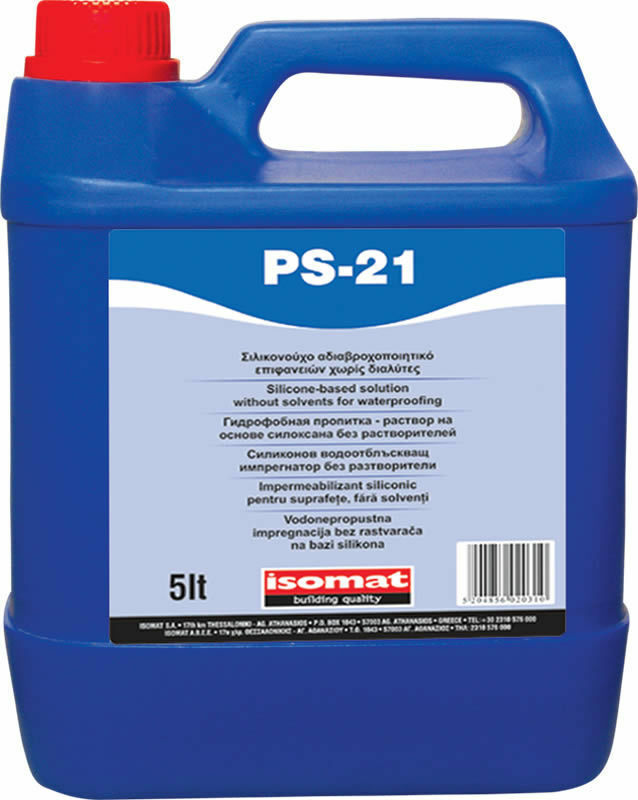 ISOMAT PS-21 Αδιαβροχοποιητικό Επιφανειών Βάσεως Σιλάνης/Σιλοξάνης, Χωρίς Διαλύτες 1lt Διαφανές Υπόλευκο-0