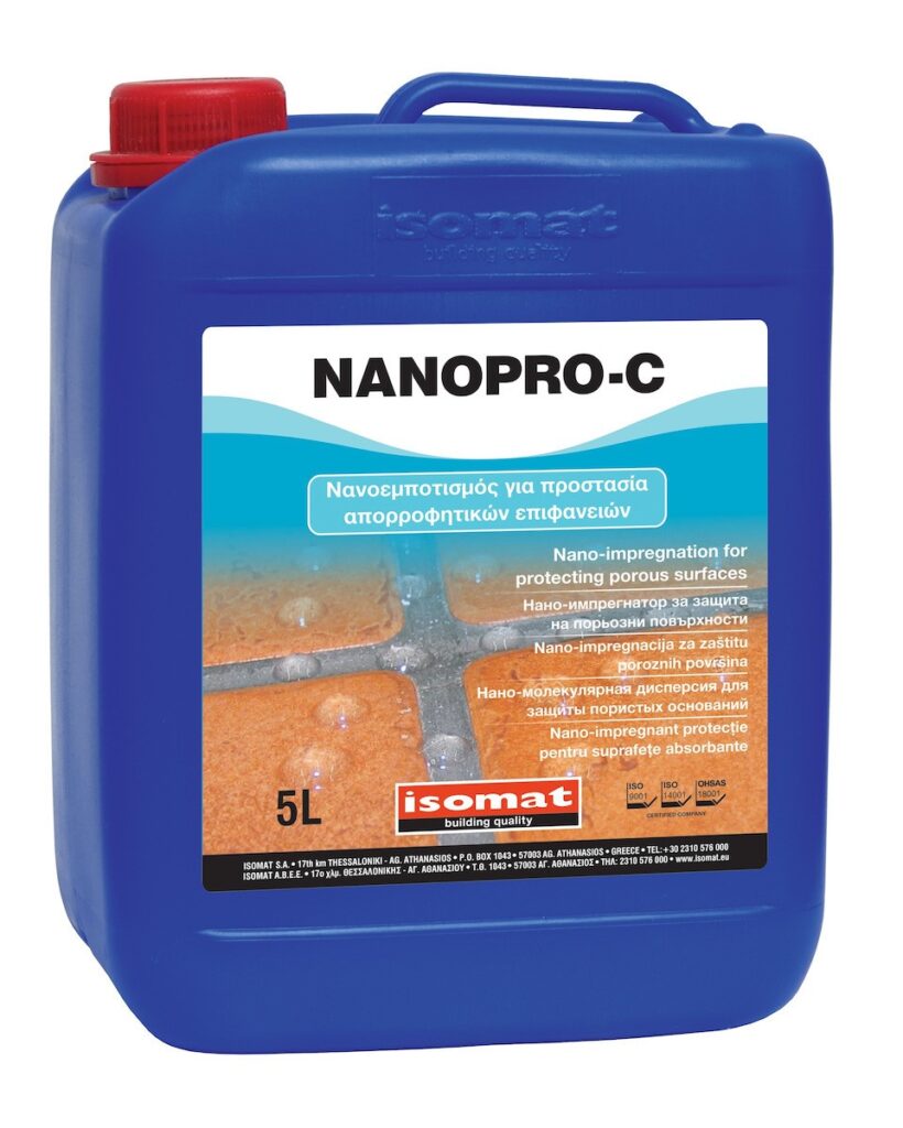 ISOMAT NANOPRO-C Νανοεμποτισμός Για Προστασία Απορροφητικών Επιφανειών Από Υγρασία Και Δημιουργία Αλάτων 20lt-0