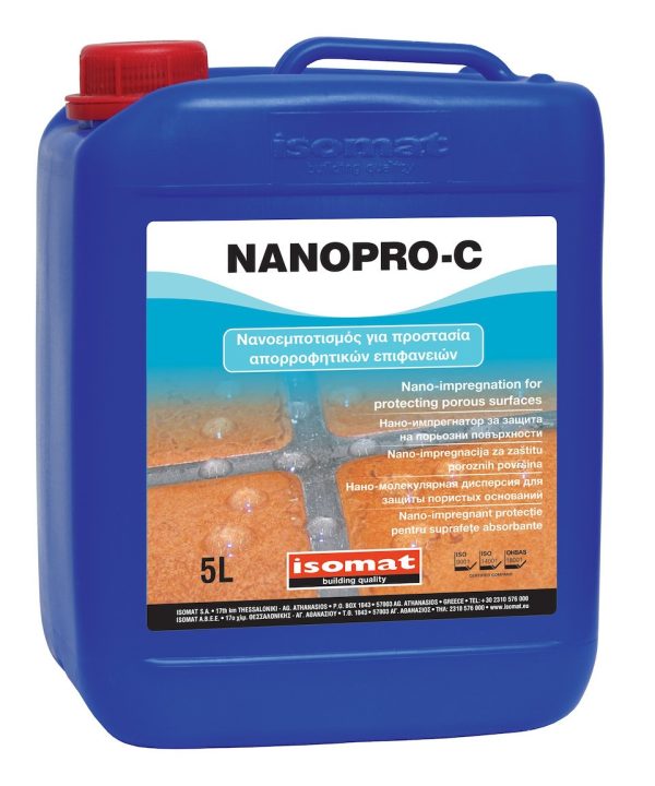 ISOMAT NANOPRO-C Νανοεμποτισμός Για Προστασία Απορροφητικών Επιφανειών Από Υγρασία Και Δημιουργία Αλάτων 5lt-0