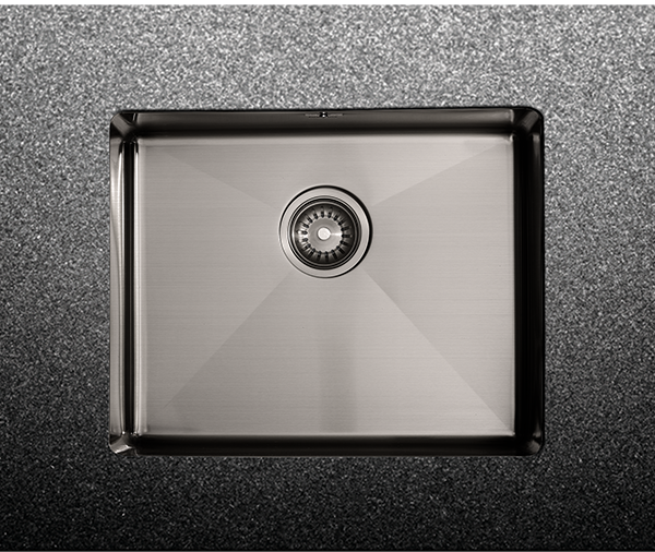 Fortinox Squadro Υποκαθήμενος Νεροχύτης Inox Brushed Μ54xΠ44cm Black Brushed PVD-0