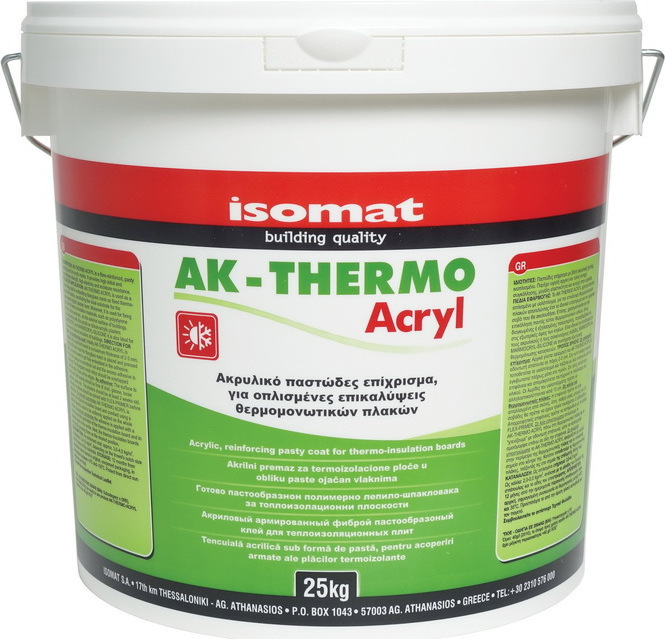 ISOMAT AK-THERMO ACRYL Ιδιαίτερα Εύκαμπτο, Οργανικό, Έτοιμο Προς Χρήση, Ινοπλισμένο Επίχρισμα Θερμομονωτικών Πλακών Λευκό 25KG-0