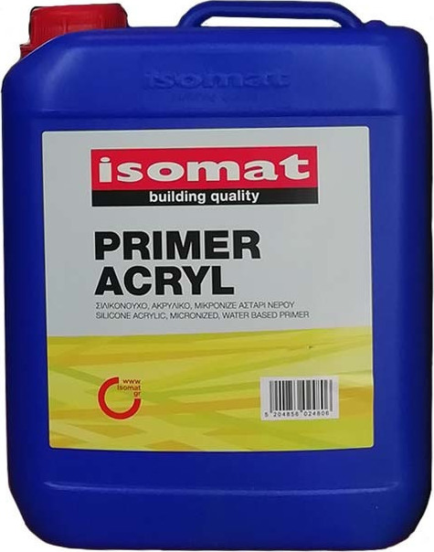 ISOMAT PRIMER ACRYL Σιλικονούχο-Ακρυλικό Μικρονιζέ Αστάρι Νερού Διαφανές Υποκίτρινο 10LT-0
