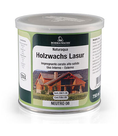 Borma Wachs Ημιδιάφανο Φινίρισμα Εμποτισμού Νερού-Κεριού Naturaqua Holzwachs Lasur Βάση 3 σε 1 Λευκό 50 750ml-0