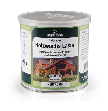 Borma Wachs Ημιδιάφανο Φινίρισμα Εμποτισμού Νερού-Κεριού Naturaqua Holzwachs Lasur Βάση 3 σε 1 Λευκό 50 750ml-0