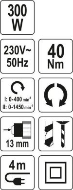 Yato Δραπανοκατσάβιδο Ρεύματος 300W/13MM YT-82060 20182060-32640