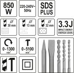 Yato SDS Plus Κρουστικό Σκαπτικό Ρεύματος 850W YT-82122 20182122-32623