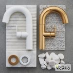Armando Vicario Μπαταρία Νιπτήρος Slim Brushed Gold-34979