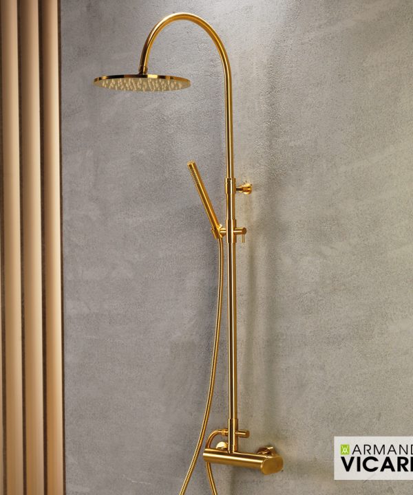 Armando Vicario Μπαταρία Ντουζιέρας 2 Εξόδων Slim Gold Brushed 500065-201-0