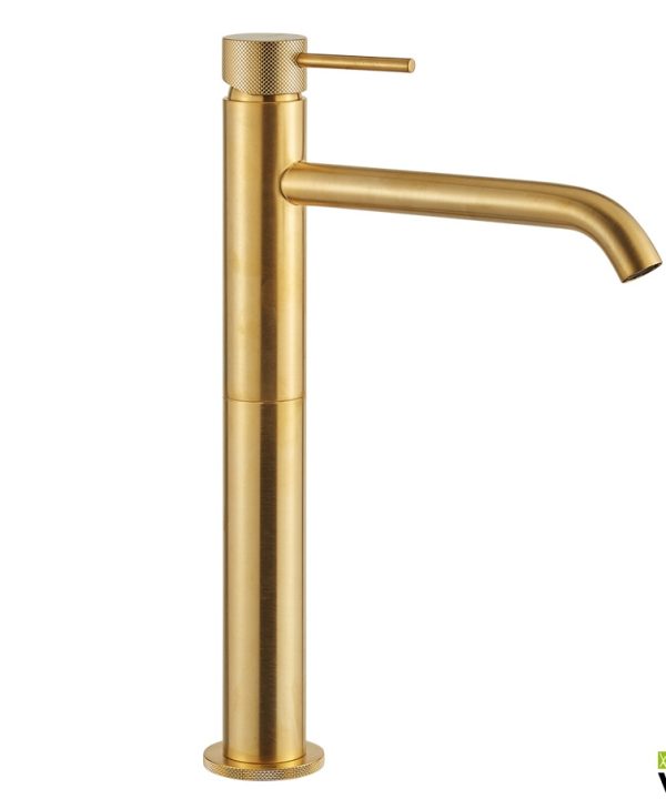 Armando Vicario Industrial Μπαταρία Νιπτήρος Υψηλή Με Βαλβίδα Clic-Clac Gold Brushed 512041-201-0