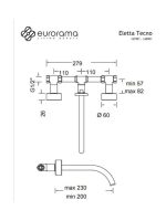 Eurorama Eletta Chester Μπαταρία Νιπτήρος Εντοιχισμού 3 Οπών Light Gold Br.-34966