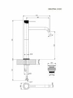 Armando Vicario Industrial Μπαταρία Νιπτήρος Υψηλή Με Βαλβίδα Clic-Clac Gold Brushed 512041-201-35018
