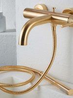 Armando Vicario Industrial Μπαταρία Λουτρού Με Τηλέφωνο Gold Brushed 512100-201-35025