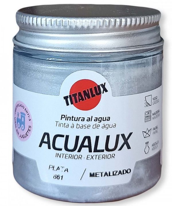 Μεταλλικό χρώμα TITAN Aqualux Metalizado 75ml Plata No861-0