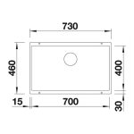 Νεροχύτης Υποκαθήμενος Blanco Subline 700-U Silgranit 73x46cm Black 526001-36493