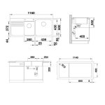 Νεροχύτης Blanco Naya 8 S Silgranit 116x50cm Rock Grey 525780-36562