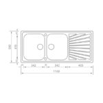 STAINLESS STEEL 11457 CΟΜΕΤΑ σαγρέ 116Χ50 2VR Εντοιχίζεται σε ερμάριο 80εκ σαγρέ ΑΝΤΙΣΤΡΕΦΟΜΕΝΟΣ - Image 2