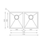 STAINLESS STEEL 11909 FΙLΟ QUΑDRΑ (77Χ45) Εντοιχίζεται σε ερμάριο 80εκ - Image 2