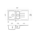 Sanitec ultra granite 802 Εντοιχίζεται σε ερμάριο 60εκ. 100x50cm - Image 2