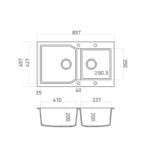 Sanitec ultra granite 804 Εντοιχίζεται σε ερμάριο 90εκ 86x50 - Image 2